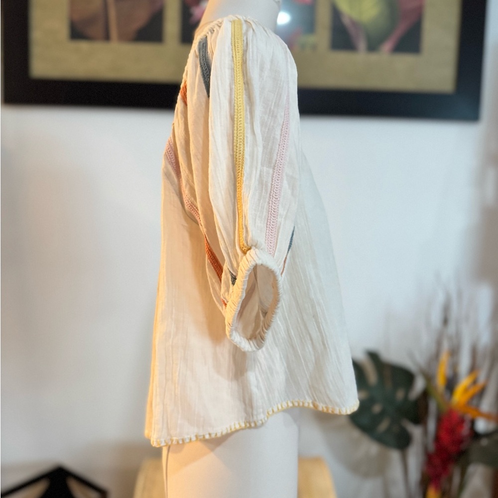 UO Urban Outfitters NWT Womens Embroidered Balloon Sleeve Blouse Top S $49 White - Picture 5 of 13